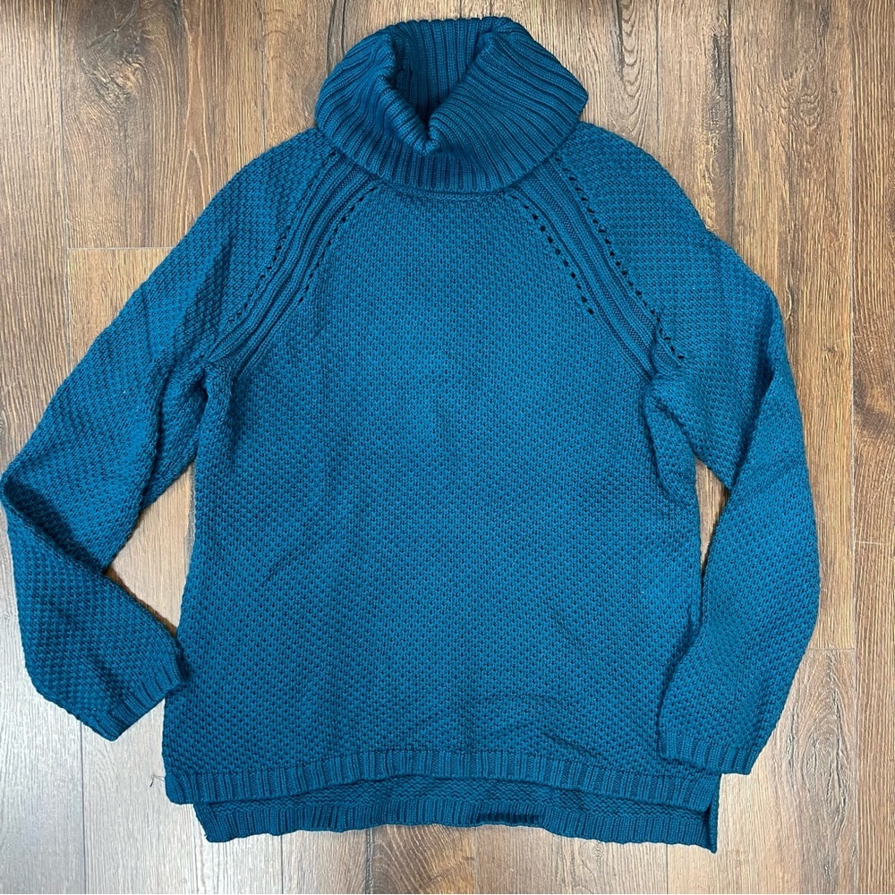 Talbots teal turtleneck sweater SZ LG - Picture 1 of 5